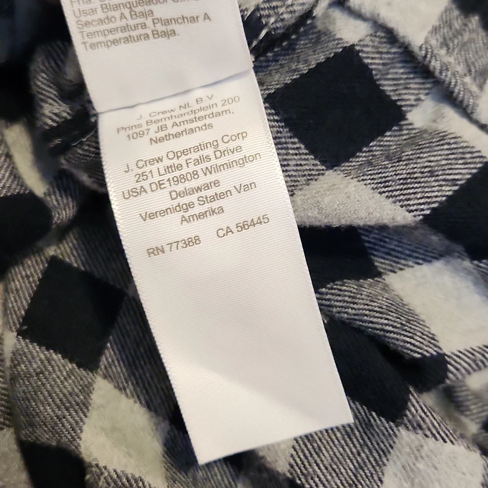 J. Crew Black and Gray Flannel Checkered Pajama Pants Size Large 100 % Cotton